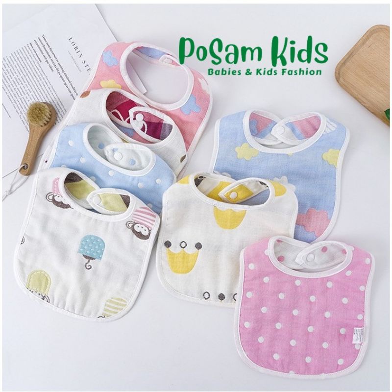 Mẫu mới, Yếm xô sợi tre 6 lớp 2 mặt chữ U cho bé trai bé gái - PoSam Kids