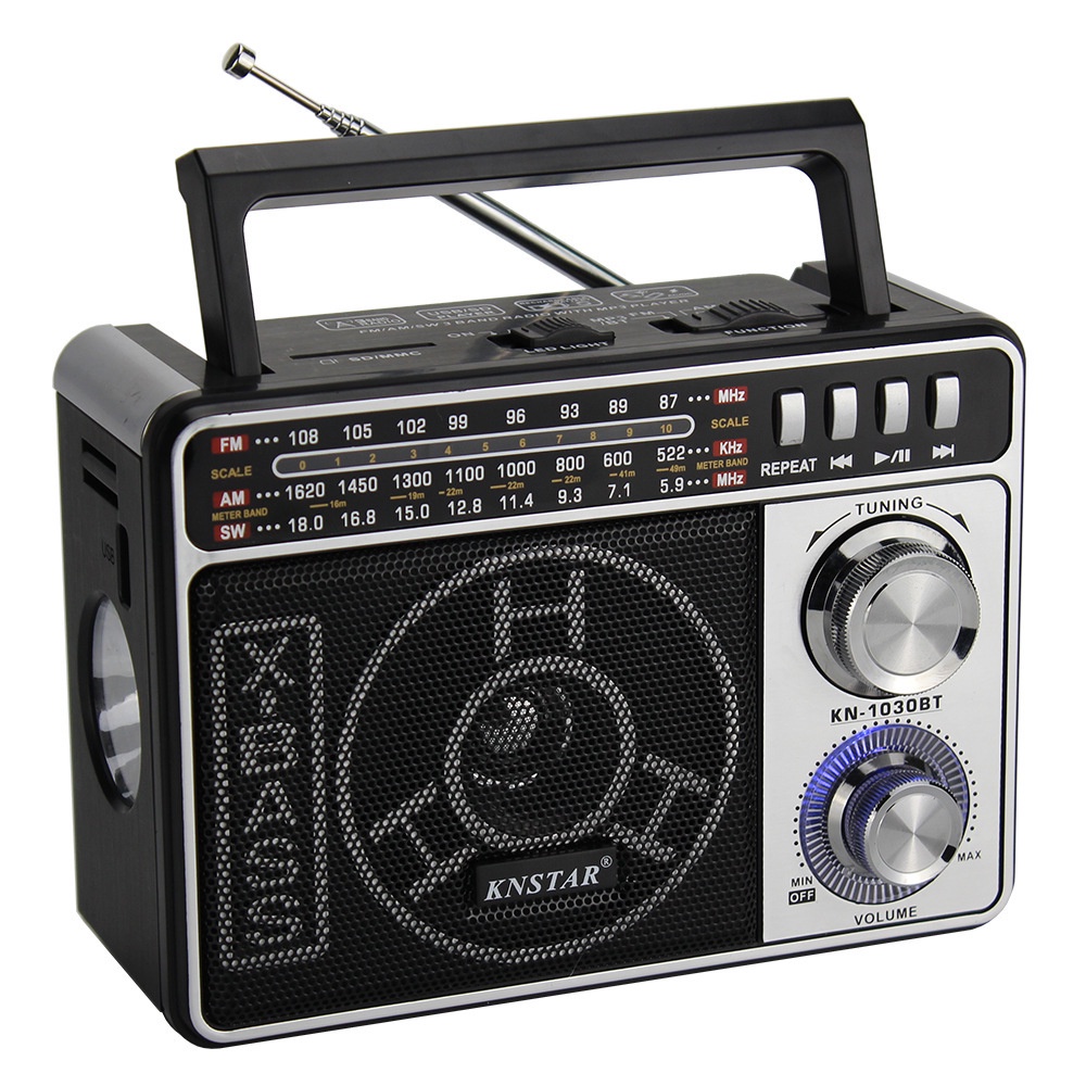 Đài radio KNSTAR 1030BT Máy thu thanh KN STAR 1030 BT đa băng tần AM FM SW tích hợp đèn pin và nghe nhạc MP3 Bluetooth