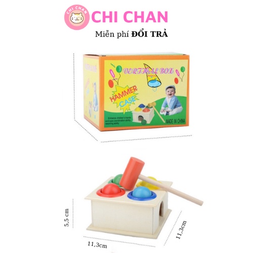 Đồ chơi đập bóng hộp vuông 4 quả bóng tròn giáo dục vận động tinh, thô, montessori - Chi chan