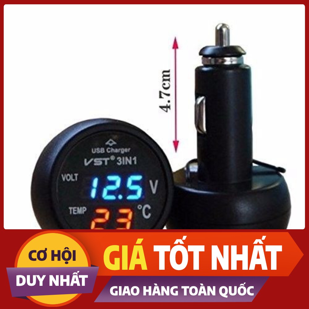 Tẩu sạc,báo điện áp và nhiệt độ trên ô tô