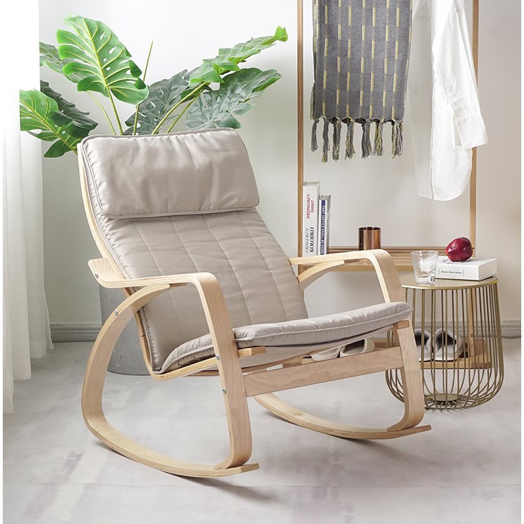 Ghế thư giãn bập bênh đẹp độc lạ, ghế decor Poang Rocking Chair bọc nệm êm ái tại nhà GDC06 - Made by SÀNH