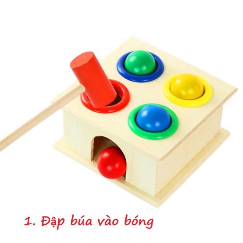 Đồ chơi trí tuệ đồ chơi đập bóng 4 quả đồ chơi đập bóng bằng gỗ cho bé KABAKO KBK024.