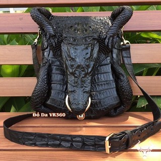 Túi xách nam cá sấu hoa cà nguyên con