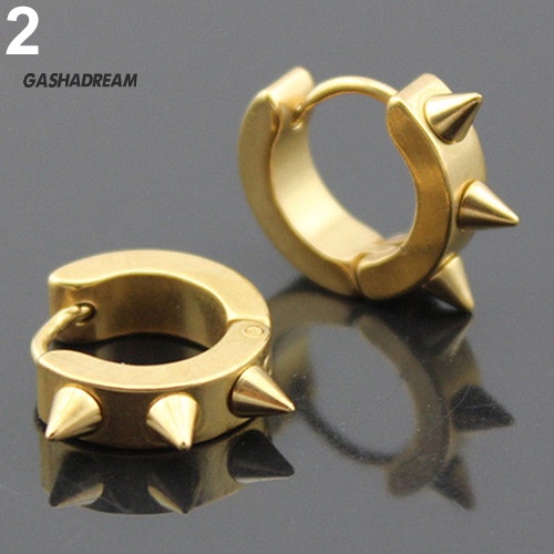 Đôi khuyên tai hình tròn bằng thép không gỉ thời trang dành cho nam nữ