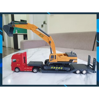 Xe đồ chơi mô hình xe đầu kéo xe xúc (gồm 2 xe) chất liệu nhựa ABS an toàn, chi tiết sắc sảo kích thước lớn