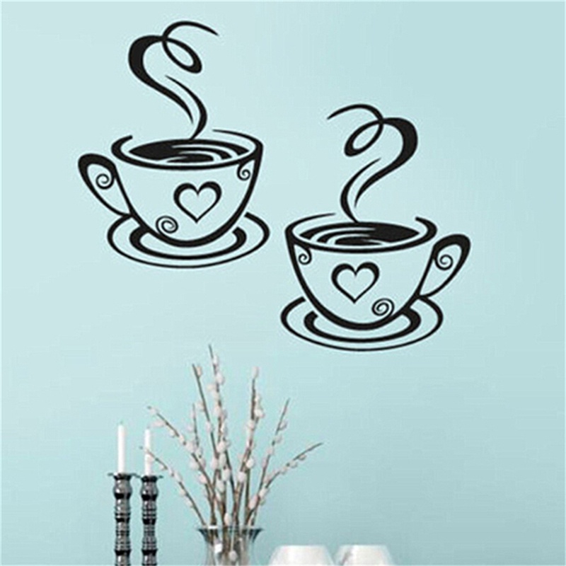 Miếng Dán Tường Trang Trí Hình Tách Cà Phê / Trà Nghệ Thuật Cho Nhà Bếp / Nhà Hàng