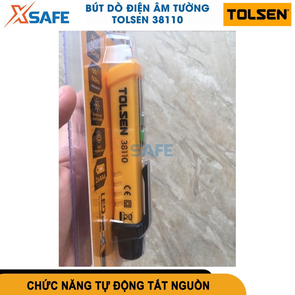 Bút thử điện kỹ thuật số đa năng 12-1000V TOLSEN 38110 đầu dò điện áp cảm ứng dây pha không tiếp xúc dòng điện