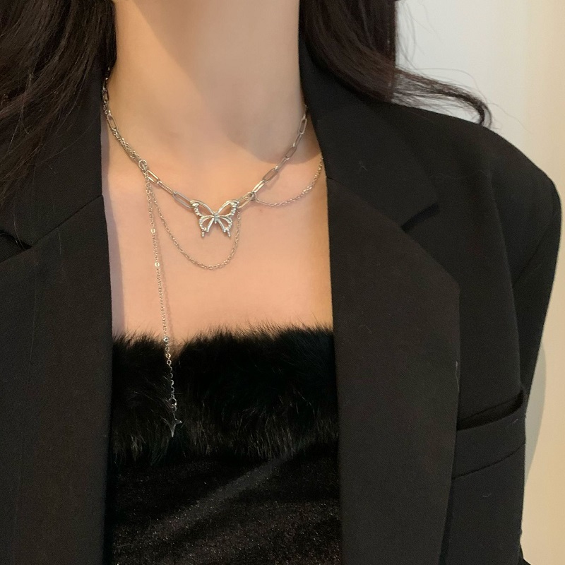 Dây Chuyền Sợi Xích Dài Mặt Hình Bướm Phong Cách Harajuku 19998