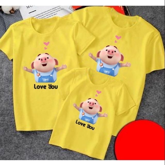 Áo phông gia đình thun cotton chất đẹp co giản in hình cá tính