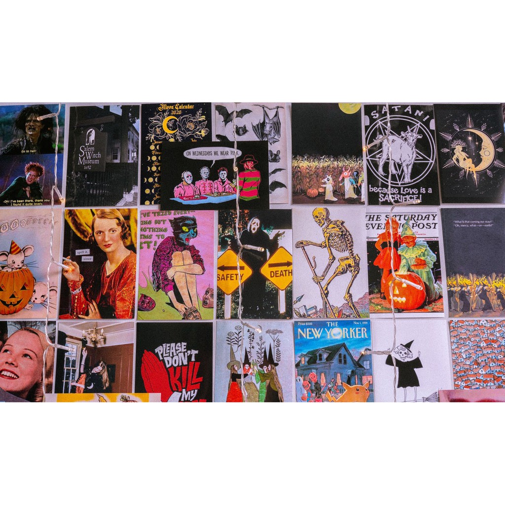 Wall Collage dán tường trang trí decor phòng ngủ - theme Cam bí ngô Âu Mỹ