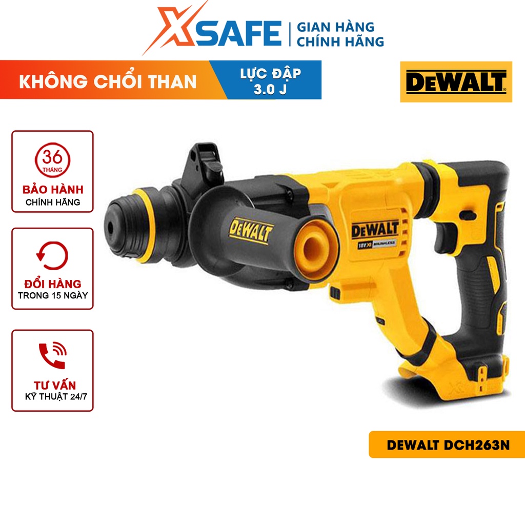 Máy khoan đục bê tông dùng pin DeWALT 18V Máy khoan động lực dùng pin cầm tay motor không chổi than, đầu gài SDS