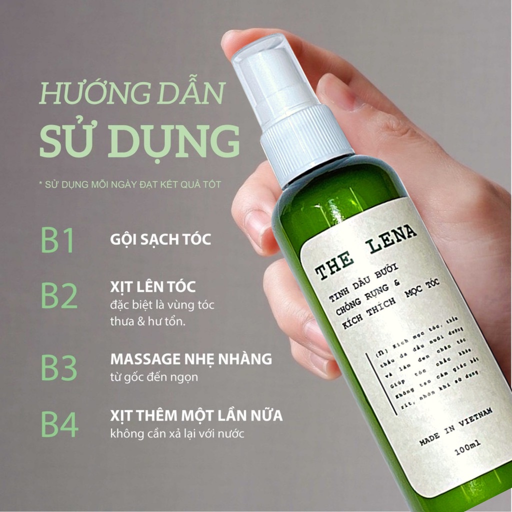 [Mã SKAMLTSM9 giảm 10% đơn 99K] Tinh dầu bưởi THE LENA ngăn rụng và Kích thích mọc tóc nhanh 100ml [ HANDMADE ]