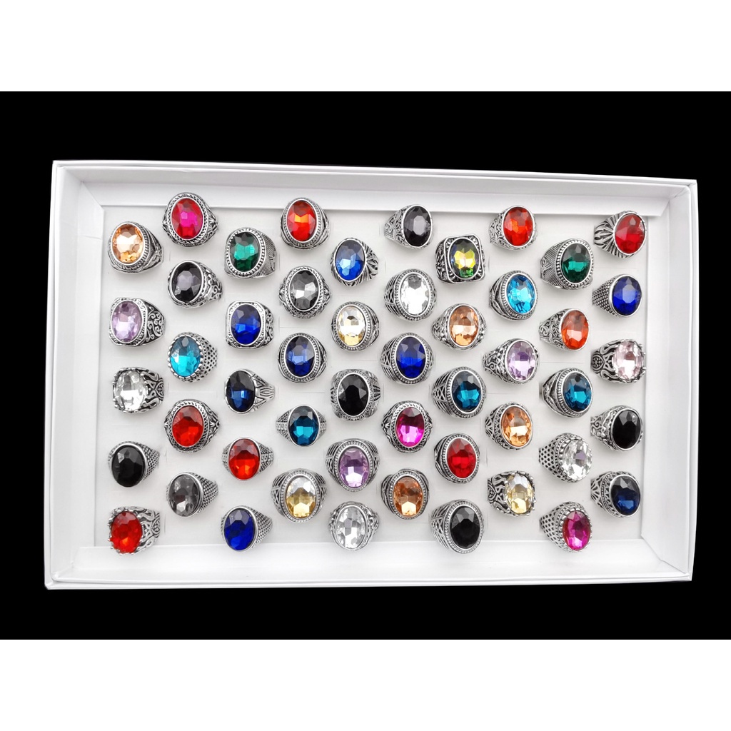 Nhẫn Hợp Kim Đính Đá Nhiều Màu Sắc Phong Cách Harajuku Retro 19A1216