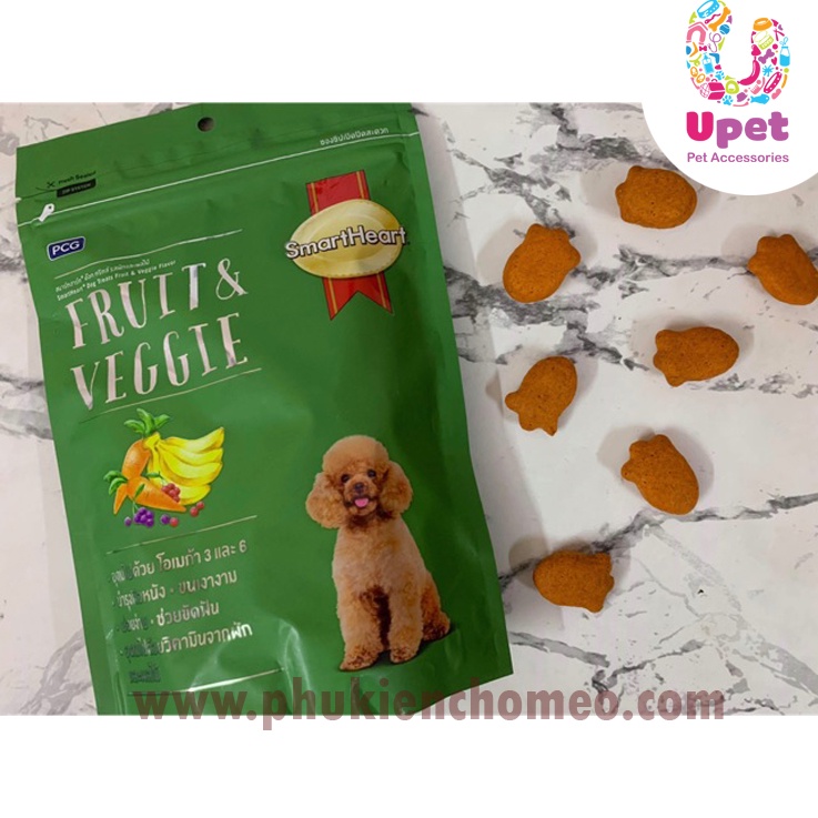 Bánh/ Thức ăn thưởng/ Snack Smartheart gói 100g vị rau củ bổ sung Omega 3&amp;6 và các Vitamin từ rau củ dành cho chó