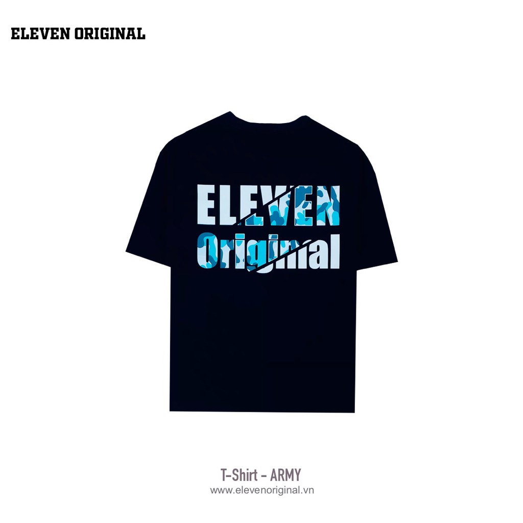 Áo thun Unisex Eleven Original in họa tiết Army, Form Unisex Màu Đen