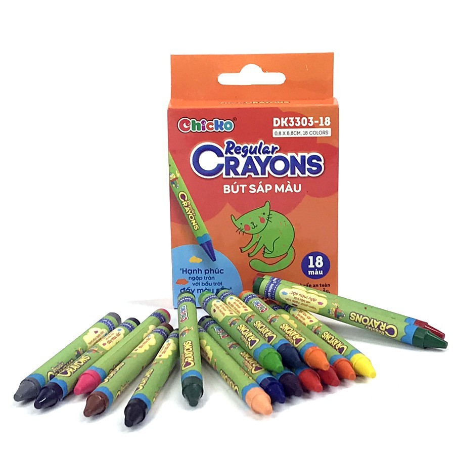 Bút Sáp Màu Duka: Regular Crayons (18 Màu) - DK 3303-18