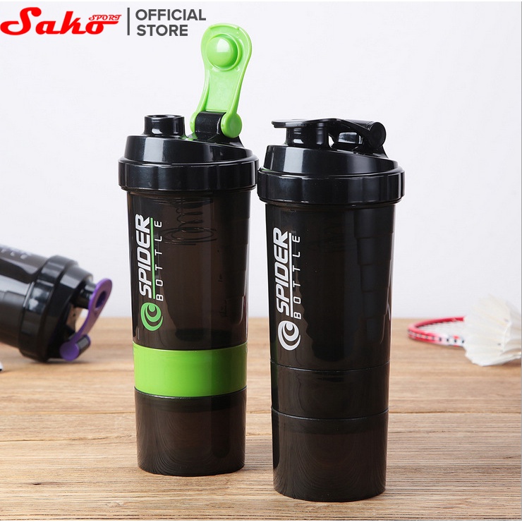 Bình nước tập gym 3 ngăn shaker, bình nước tập thể thao, đá bóng SAKO