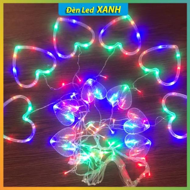 Đèn led, đèn nháy trang trí thả mành trái tim bộ 12 dùng trang trí ban công, phòng ngủ, quán cafe...