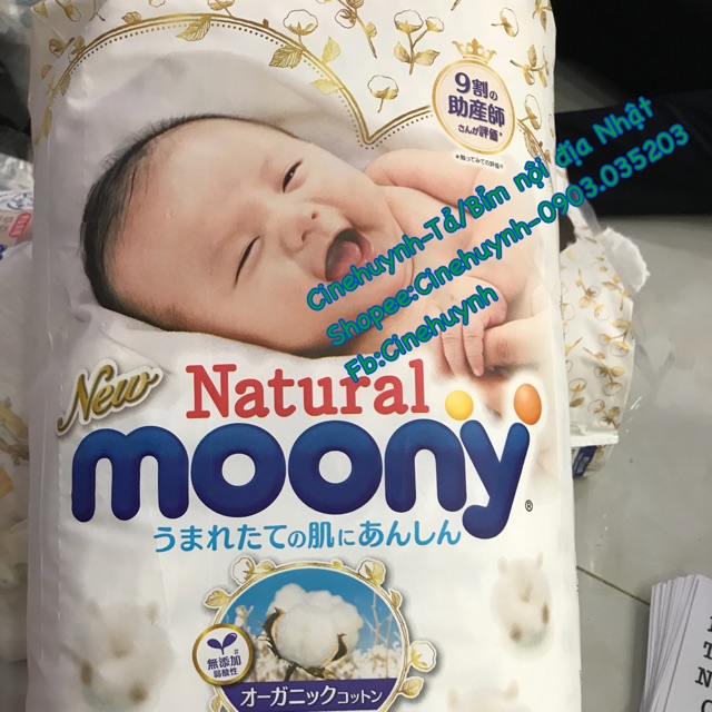 MOONY NATURAL (Hàng nội địa Nhật 100%) Tả/Bỉm dán/quần các size NB63/S58/M48/L40/XL34