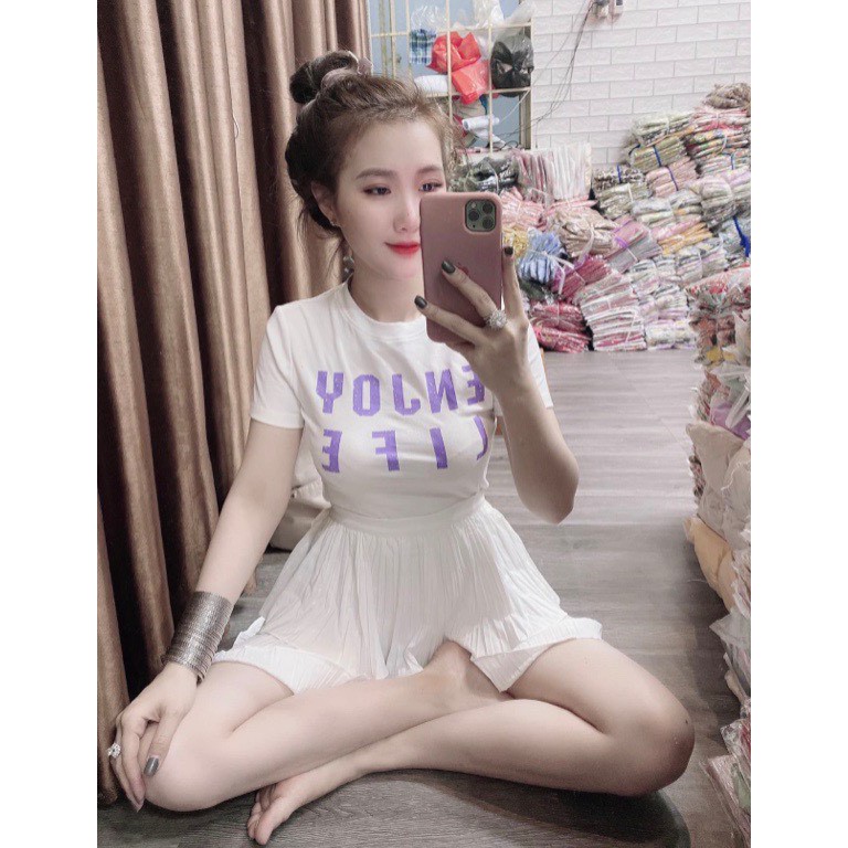 Áo croptop ôm body in chữ LIFF cực xinh, chất thun bozip mềm mịn