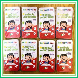 Bộ 44 thẻ flashcard học tiếng việt có chữ ghép và chữ đơn,chữ số