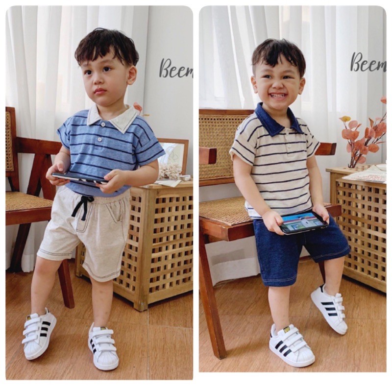 Bộ cotton kẻ bé trai