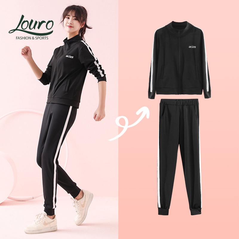 - Bộ đồ thể thao nữ thu đông Louro SE36, sét quần áo thể dục, thể thao có mũ, có thể mặc tập gym, yoga, zumba