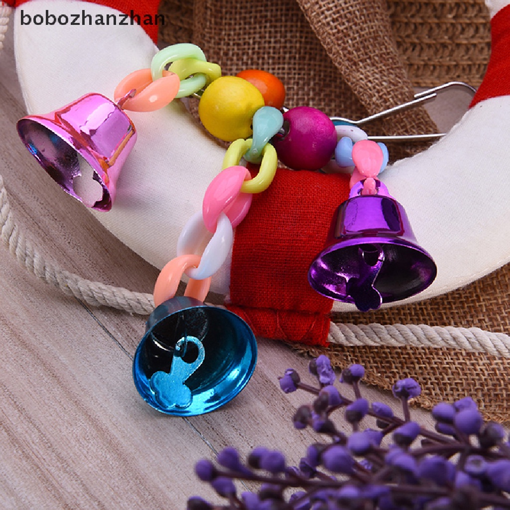 Đồ chơi xích đu leo thang gắn chuông bằng gỗ cỡ lớn treo lồng chim vẹt