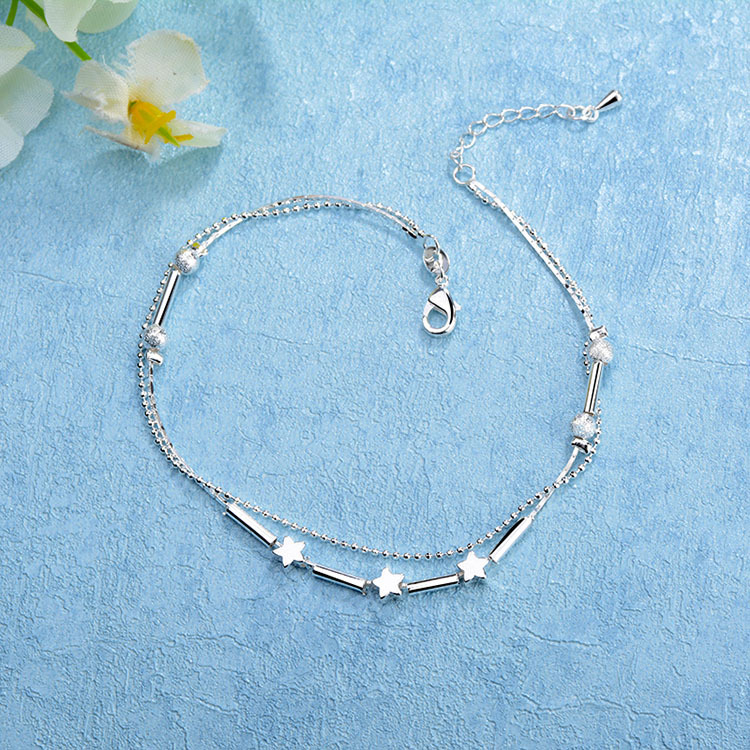 Lắc chân thời trang hình ngôi sao thiết kế nhiều lớp phong cách Hàn Quốc cho phái nữ