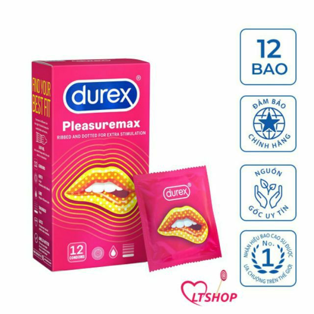 Bao Cao Su Durex Pleasuremax 12 bao sz 56mm