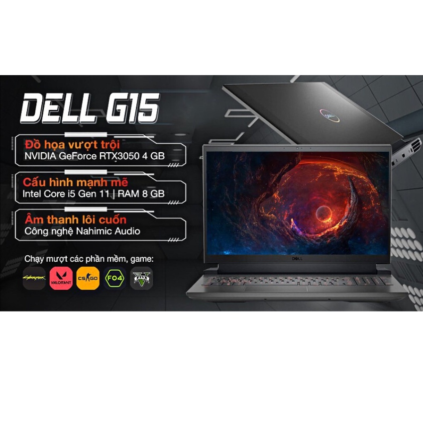 Laptop gaming Dell G15 5511 / Grey/ Intel Core i5-11400H/ RAM 8GB/ SSD 256GB