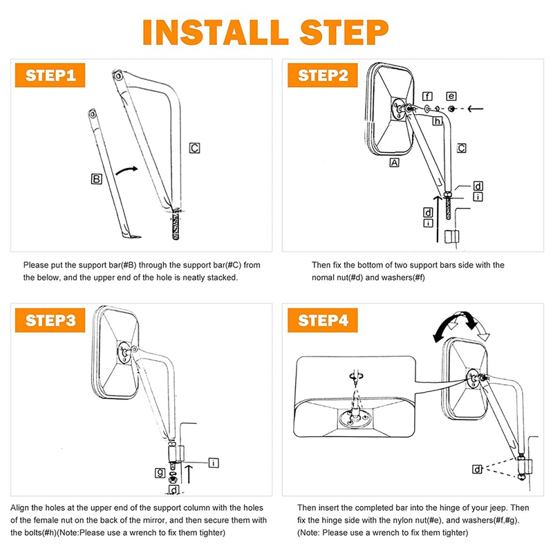 Gương Chiếu Hậu Góc Rộng Không Giới Hạn Cho Jeep Wrangler CJ YJ TJ JK JL &amp; Unlimited