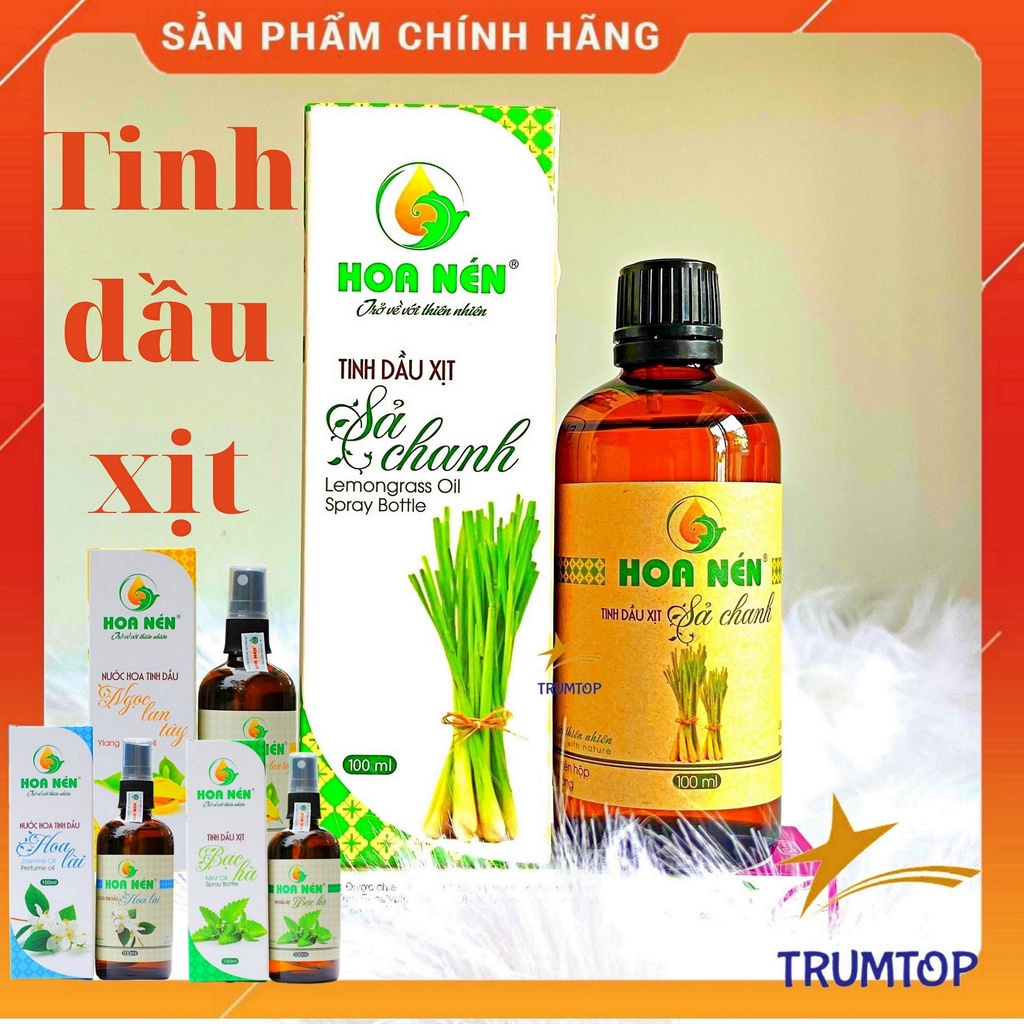 Tinh dầu thơm phòng đuổi muỗi xịt thơm quần áo sả chanh quế bạc hà hoa nhài oải hương lavender nguyên chất 100ml