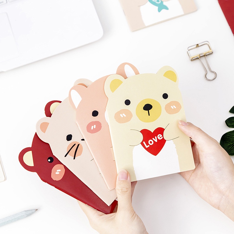 Sổ tay ghi chú mini in hoạt hình động vật kiểu vintage dễ thương