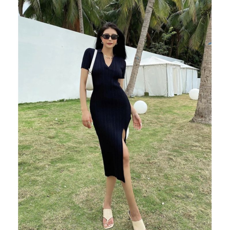 ĐẦM XẺ TÀ HAI MÀU ĐEN NÂU | BigBuy360 - bigbuy360.vn