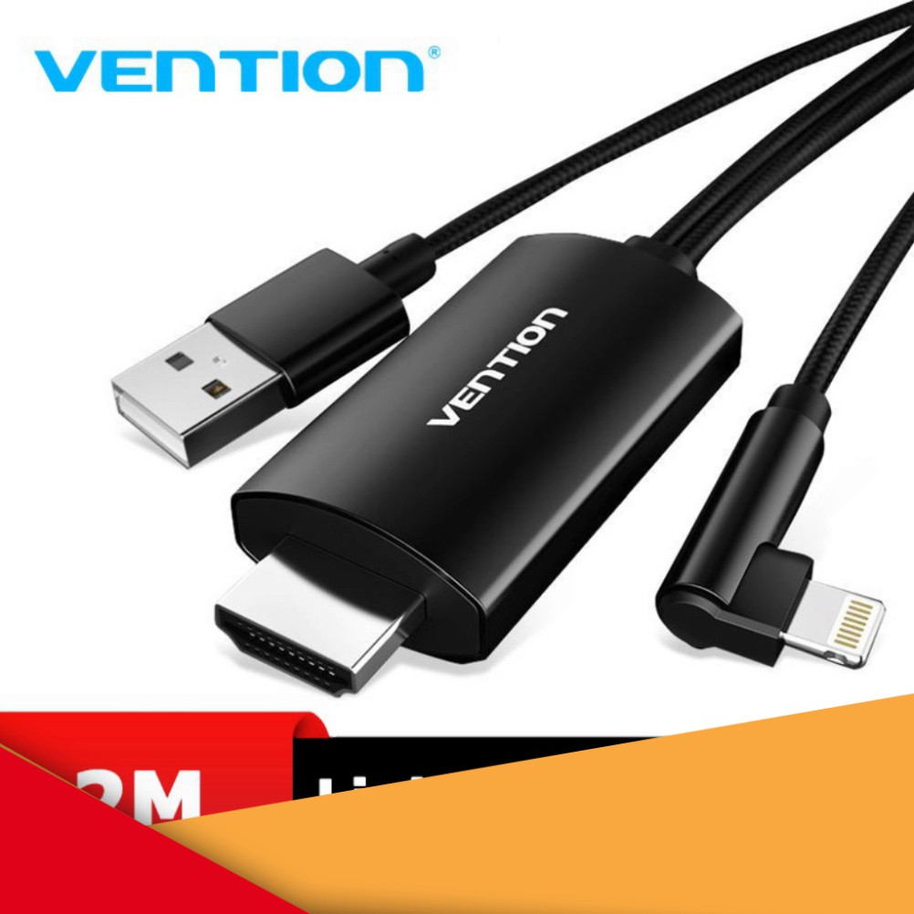 Dây cáp chuyển đổi Lightning to HDMI Vention, dài 2M Black CELBH