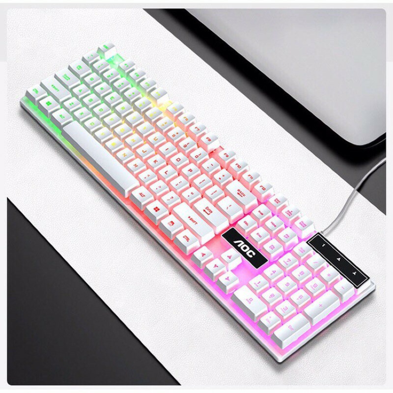 Bàn Phím Máy Tính Giả Cơ AOC KB121, Keyboard Bàn Phím Chuột Laptop, Chuyên Game Đèn LED 7 Màu, Hàng Chính Hãng