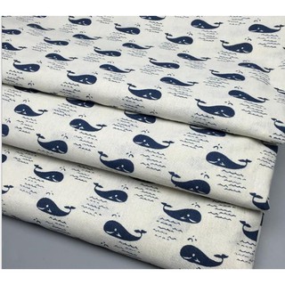 VẢI BỐ CANVAS CÁ VOI XANH