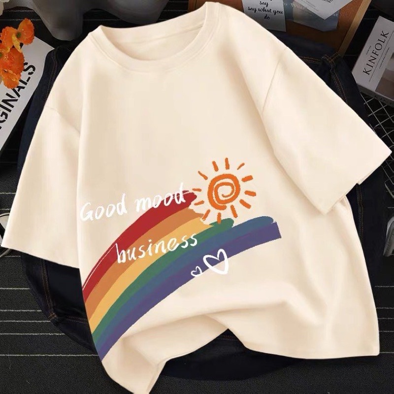 SGR áo thun kem in hình cầu vồng 🌈