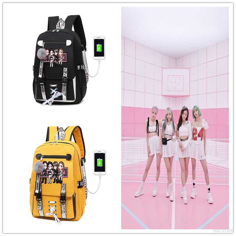 Balo Đi Học Cỡ Lớn In Họa Tiết Hoạt Hình BLACKPINK Kèm Sạc USB Tiện Dụng Thời Trang Cho Nữ # 1