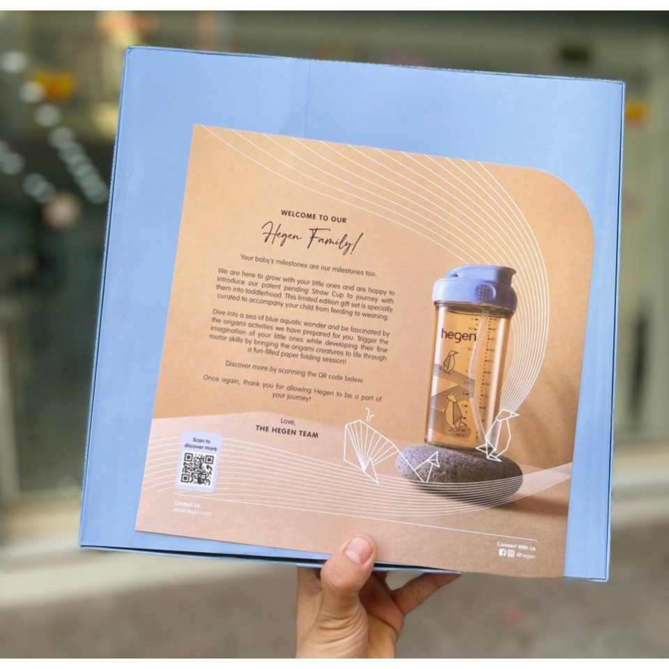 💝Bộ quà tặng bình sữa Hegen PCTO Wonder Blue Collection, bao gồm bình 150ml, 240ml, bình uống nước, bình trữ và cọ rửa