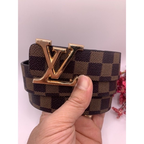 thắt lưng caro vàng - Dây nịt nam cao cấp khóa đồng cực hót 2022