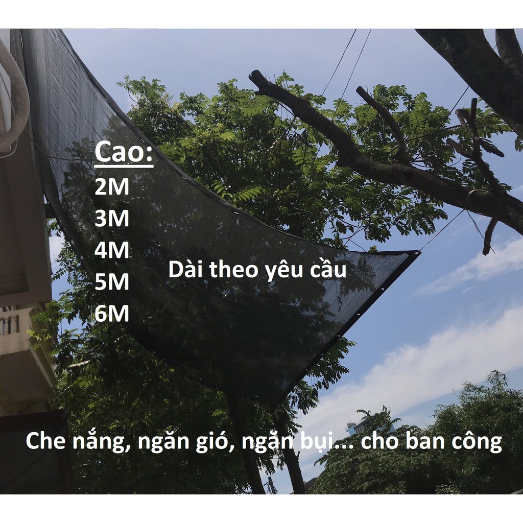 3Mx2M - Lưới lan che nắng [Cản ~70%] - Dệt kim Hàn Quốc - Máy Viền - Đục khuy - 1 Lớp