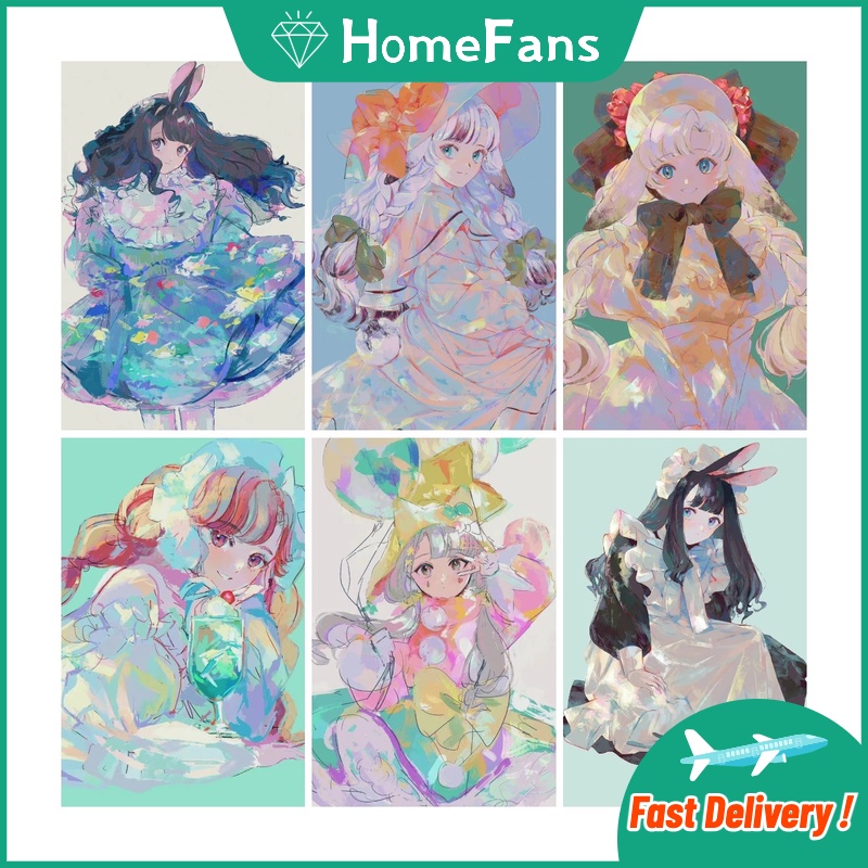 Bộ Tranh Đính Đá 5D Tự Làm 30x40cm/40x50cm Hình Cô Gái Hoạt Hình Trang Trí Nhà Cửa