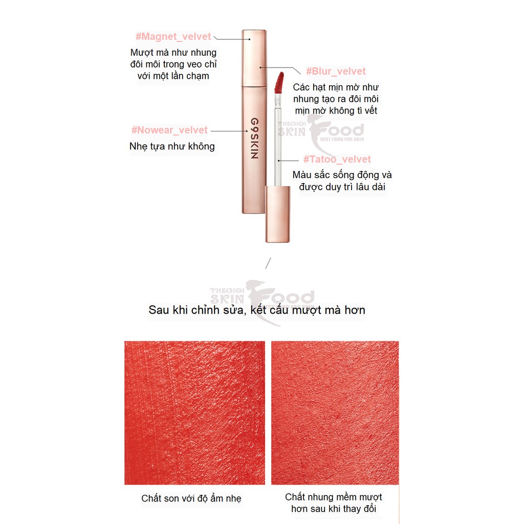 Son Kem Lì, Siêu Mịn Mượt, Lên Màu Chuẩn G9Skin First V-Fit Velvet Tint 3.5g