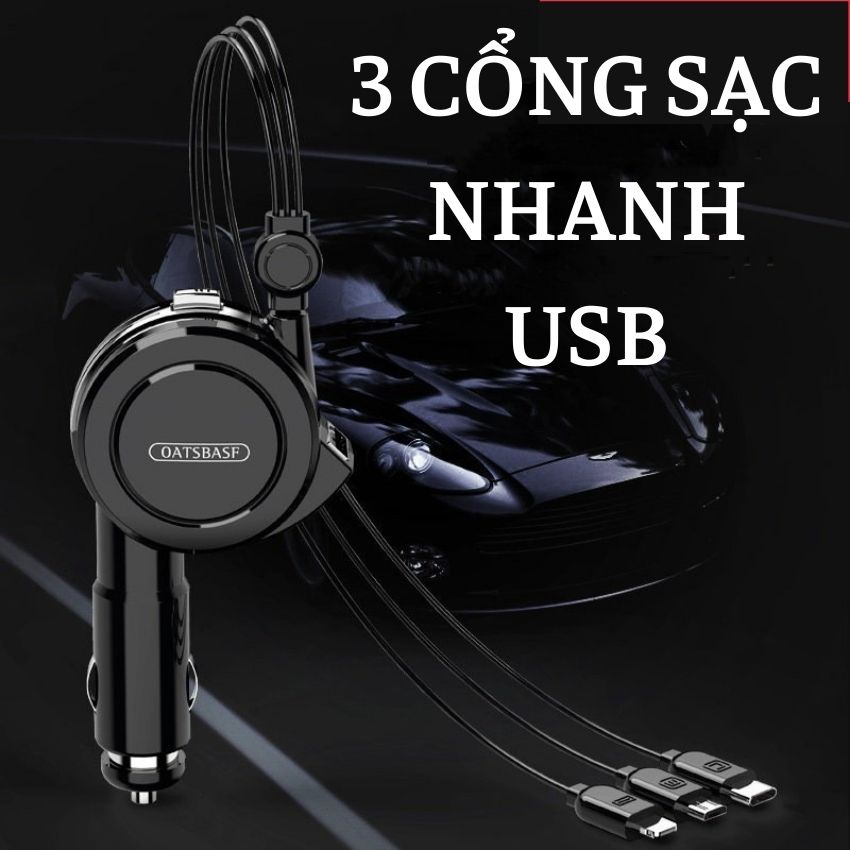 Tẩu Sạc ô tô QC 3.0 - Tẩu chia sạc usb 3.1a có cổng type C dùng được cho mọi loại xe