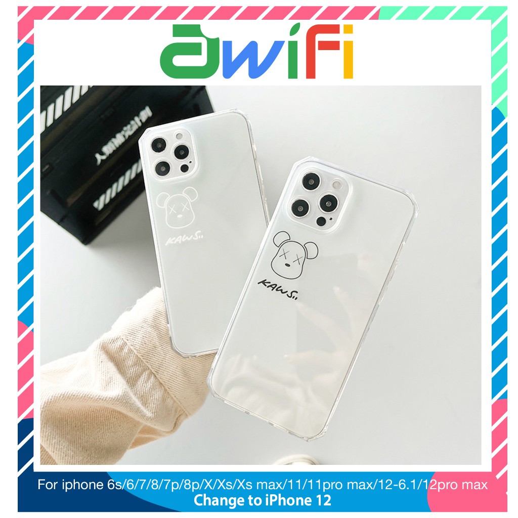 Ốp lưng iphone trong cạnh vuông BVC kaws 6plus/6s/6splus/7/7plus/8/8plus/x/xr/xs/11/12/pro/max/plus/promax-Awifi A3-11