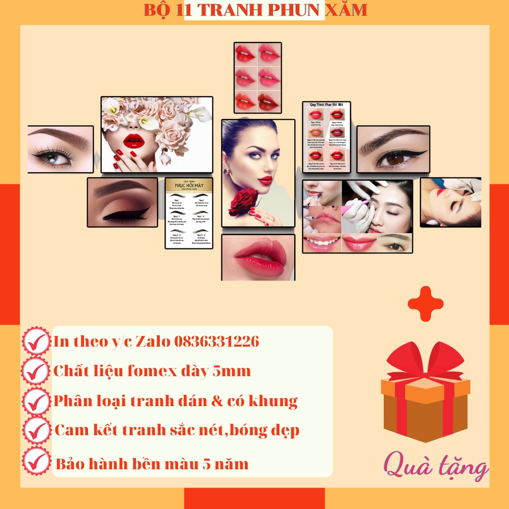 TRANH PHUN XĂM SPA THẨM MỸ MÀY MÔI DÁN TƯỜNG ẢNH TRANG TRÍ TIỆM PHUN XĂM SIÊU ĐẸP