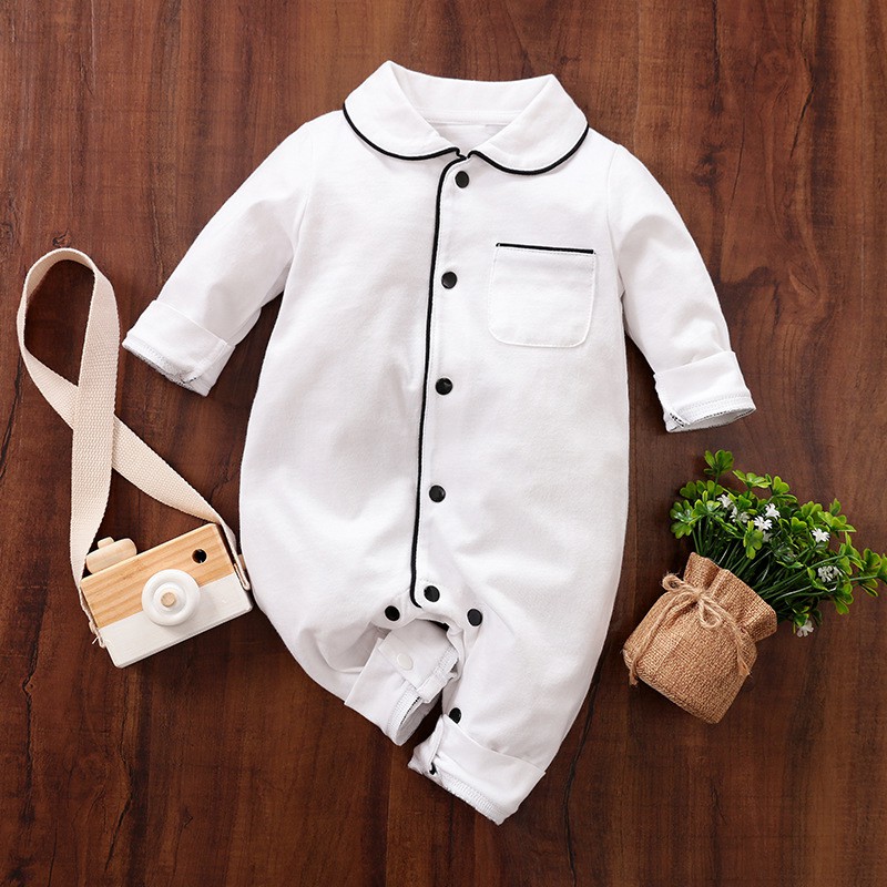 Bộ áo liền quần cotton thun thấm mồ hôi cho bé, siêu cute phong cách châu âu 80124