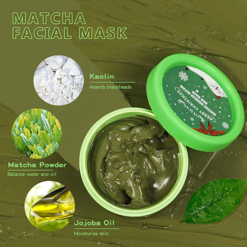 Bộ mặt nạ đất sét LIYALAN chiết xuất trà xanh / cà tím / nghệ / hồng hữu cơ tự nhiên chăm sóc da làm quà giáng sinh